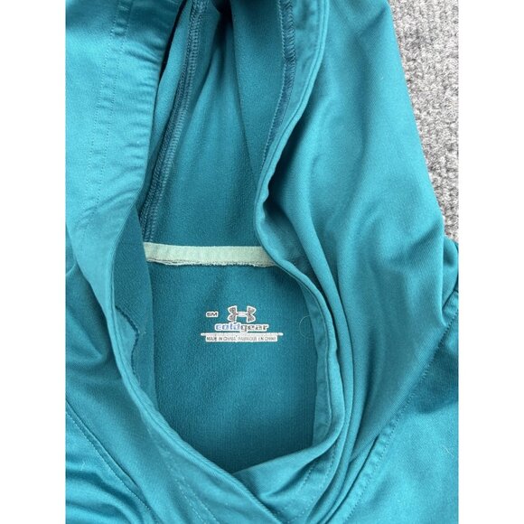 Under Armour Hoodie Womens Small Teal ColdGear Pullover Thumbholes Athletic - Picture 2 of 7